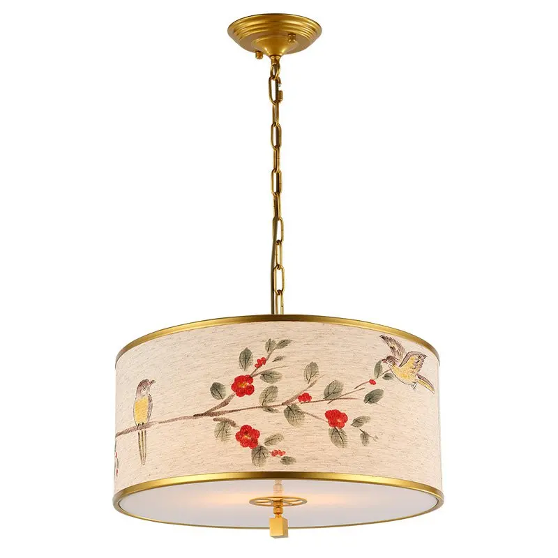 

Китайский стиль ткань столовая подвесной светильник Птицы Печать Ресторан Подвесная лампа бар стойка подвесные светильники