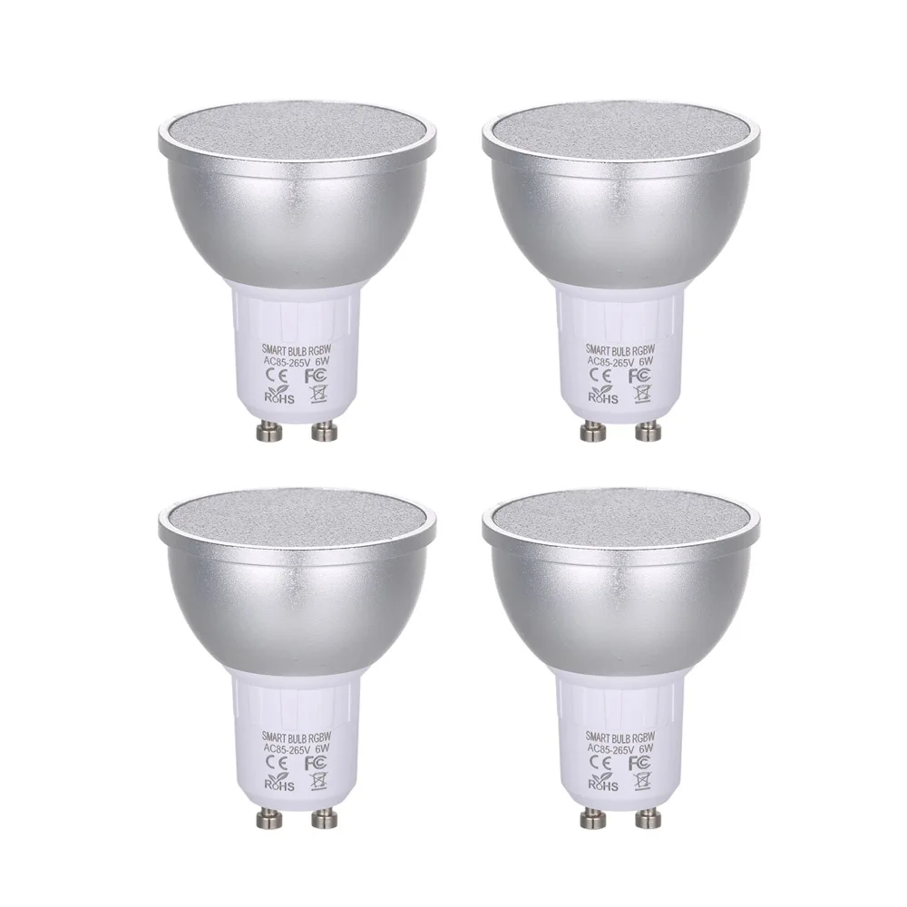 Светодиодный Светодиодный светильник AC85-265V 6 Вт 4 шт. RGBW Wi-Fi подключенные интеллектуальные лампочки 16 миллионов цветов GU10 База KTV домашнее украшение для вечеринки