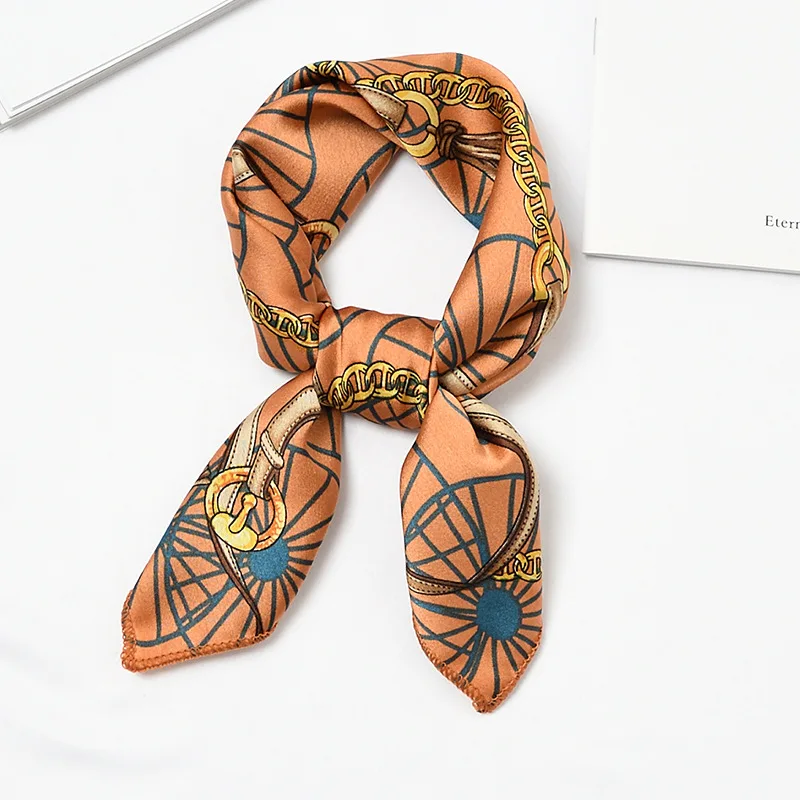 Украшает модные 50*50 см с леопардовым принтом scarfsilk волос шарфы упругой квадратный детские трусы для девочки, шарф, шарфы, сатин Сумочка шарф тощий - Цвет: S-8(7)