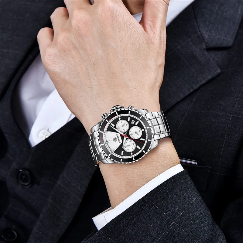 

Business Men Watch BENYAR Top Luxury Brand Automatic Date Full Steel Quartz Watches Men's Military Waterproof Relogio Masculino