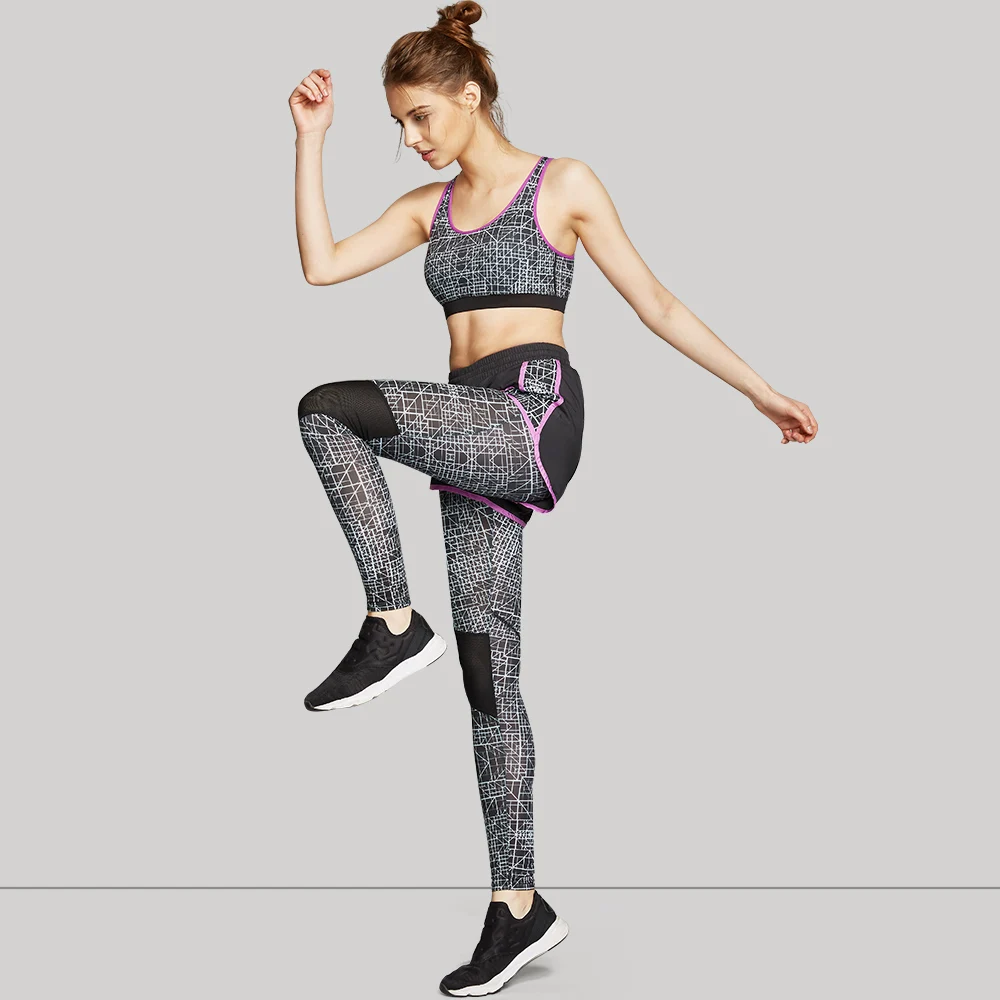 NRE Fitness pants female elastic tight running yoga trousers Slim net yarn Yoga slim mesh | Спорт и развлечения