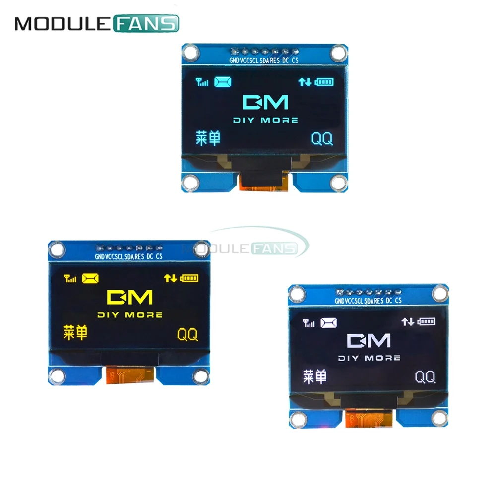 

7PIN 7P 1.54'' 1.54 Inch SPD0301 Yellow/White/Blue OLED Display Module 128x64 IIC I2C SPI Interface Screen Board Drive 3.3-5V
