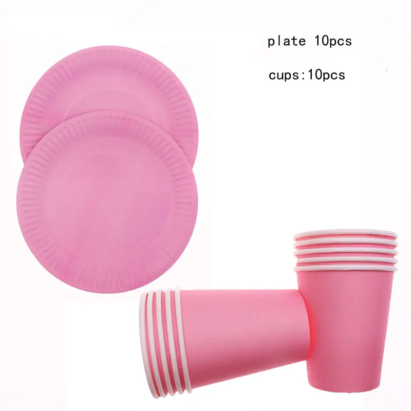 pink 20pcs set Зеленые однотонные тарелки чашки столовые приборы наборы свадебные декорации, праздник наборы; детский душ с днем рождения для детей - Цвет: pink 20pcs set