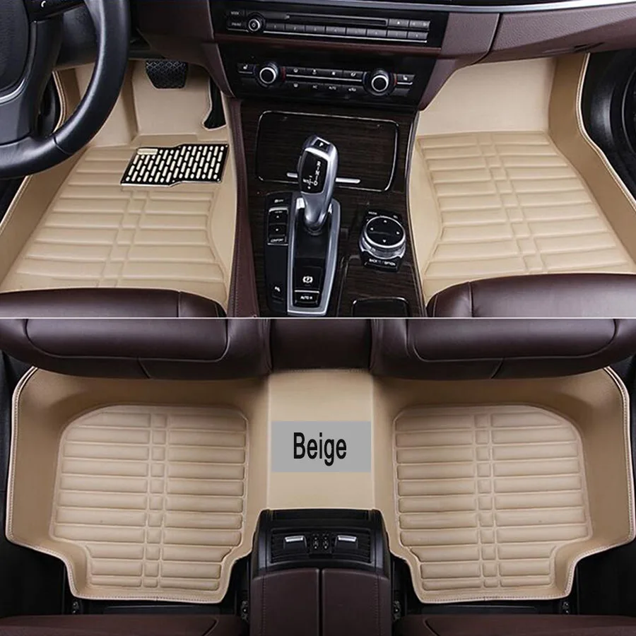 Beige VVVIST универсальный автомобильный коврик из искусственной кожи передний задний Водонепроницаемый Анти-грязный напольный коврик авто аксессуары автомобильный Стильный коврик для пола - Название цвета: Beige