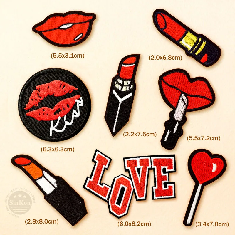 8 шт./лот Бейджи для губ и вышитая нашивка аппликация швейные принадлежности