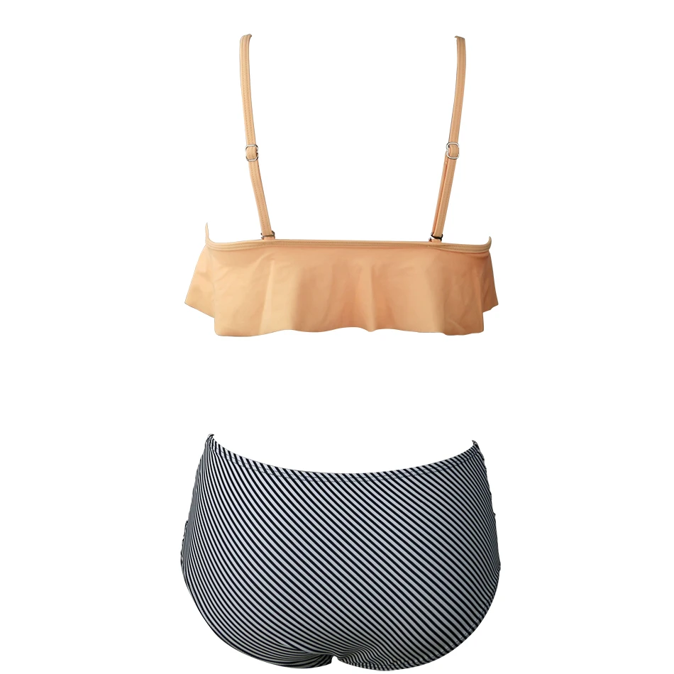 Сексуальный женский купальник с оборками бикини высокой талией 2021 пляжные