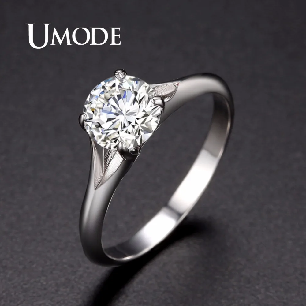 Женские обручальные кольца UMODE роскошные с кристаллом циркония 0 75 карат