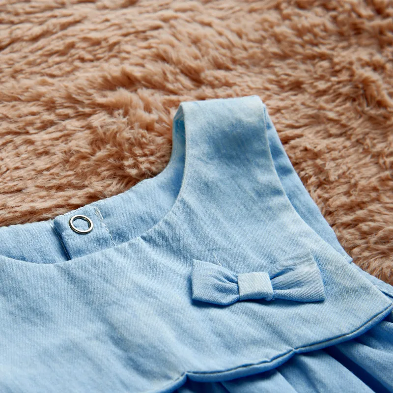 2016 летнее платье из денима для маленьких девочек джинсовое 1-5 лет праздничное на