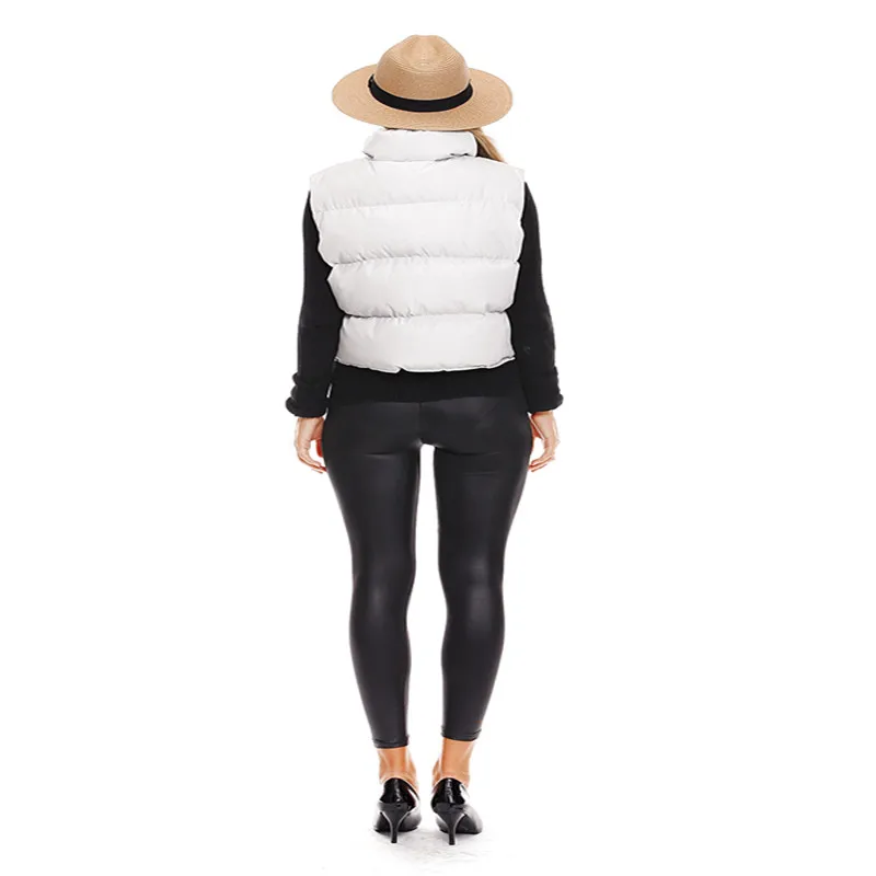 

New Autumn Winter Women Coat Vestidos Fashion Casual Solid Stand Collar Thick Pocket Short Cotton Vest For Women Large Outerwear