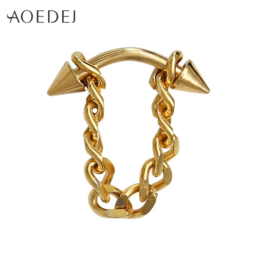 Taper Gold AOEDEJ мужские серьги с кисточками золотые серьги из нержавеющей стали для женщин серьги-цепочки пирсинг ювелирные изделия панк серьги байкера - Окраска металла: Taper Gold