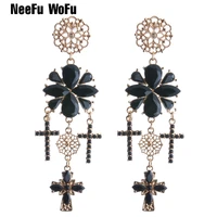neefu wofu crystal long earrings big rhinestone drop large earrings for women metal retro brincos bohemian ear