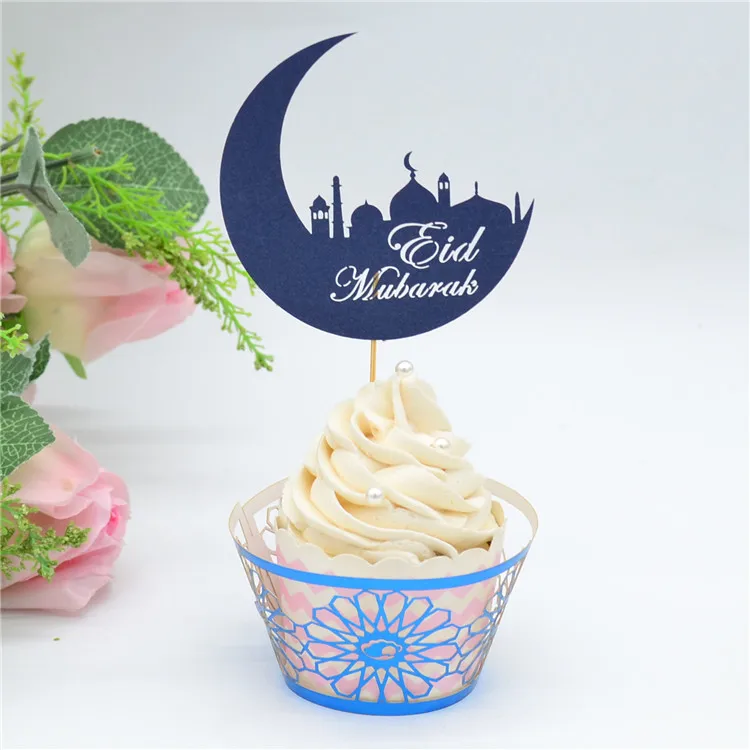 Eid Мубарак лазерная резка бумаги кекс обертка и Топпер