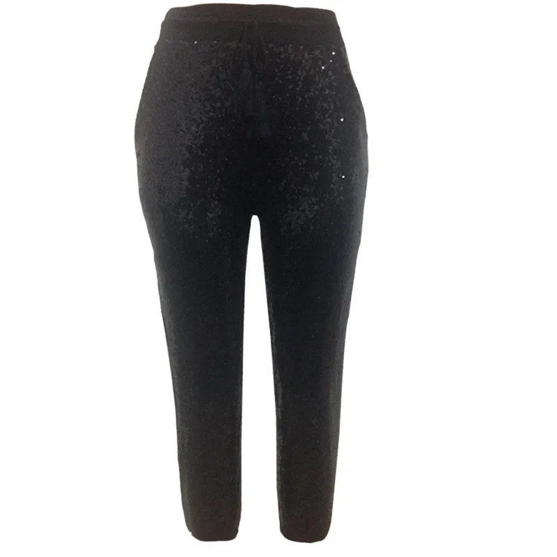 Фото Fashion Sequin Pencil Pants 2020 New Hot Solid Black/Gold Women Drawstring Waist Bling Party Nightclub Calf-length Trousers Женская Fashion Sequin Pencil Pants 2020 New Hot Solid Black/Gold Women Drawstring Waist Bling Party Nightclub Calf-length Trousers Женская