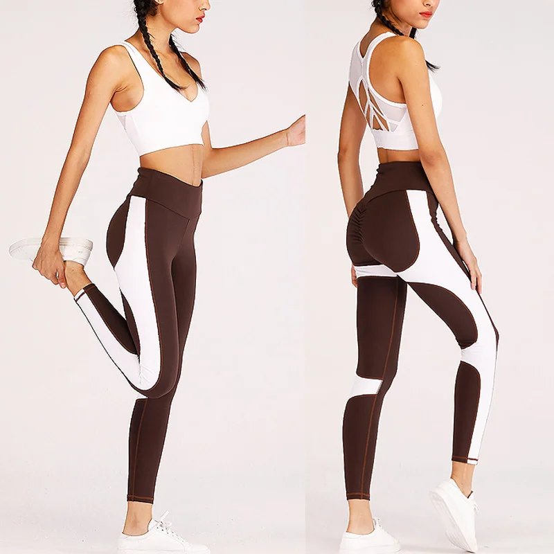 2019 новые женские штаны для йоги с высокой талией Тонкий контрастный цвет