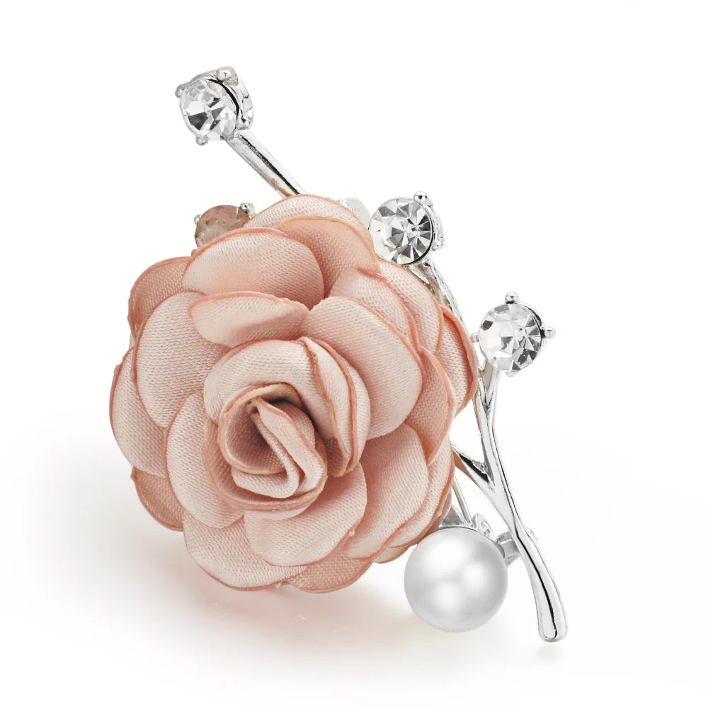 Rose Flower Brooches Crystal Simulated Pearl for Suits Lapel Scarf Noble Fabric Brooch Pin For Women Wedding DZ078 | Украшения и