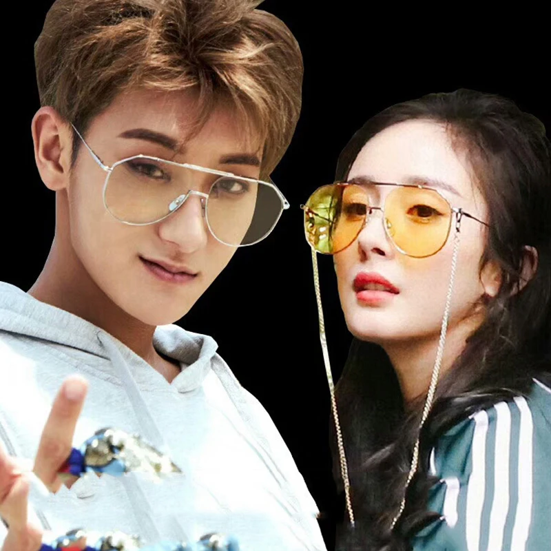 Большое плоское зеркало в раме Модные Ретро Металлические прозрачные линзы очки