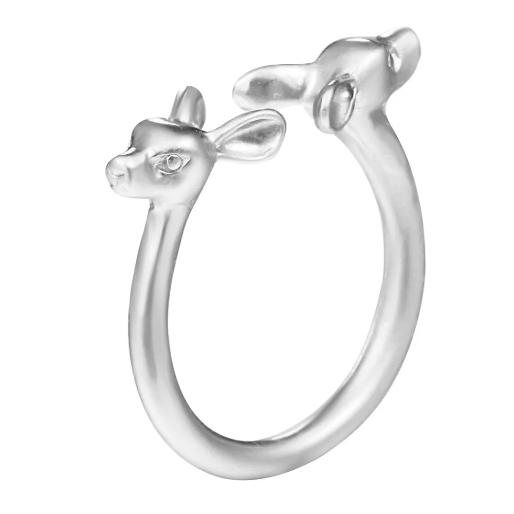 QIAMNI 10 шт./лот Винтажное кольцо с двойным оленем Bambi кольца в виде животных