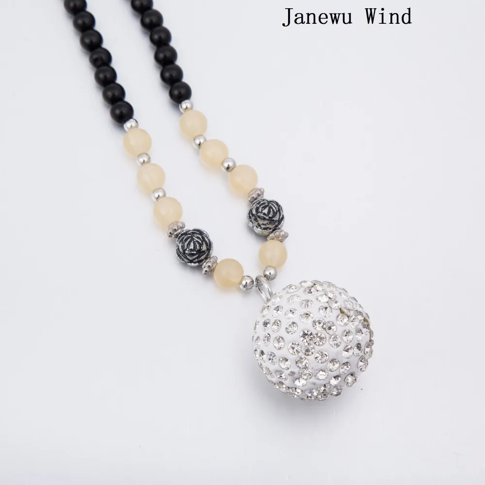 Женское колье с подвеской Janewu Wind черное длинной цепочкой и кулоном на талисманом