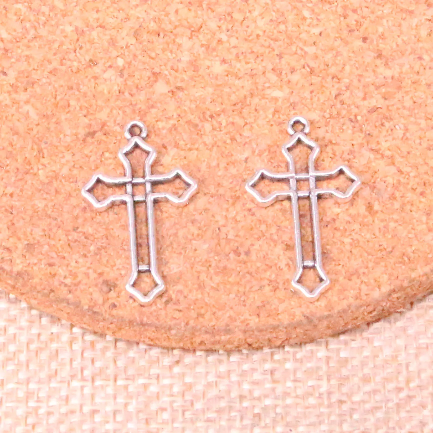25Pcs Antique Silver hollow cross Charms Pendants For DIY Jewelry Bracelet 25*15mm |
