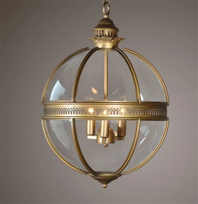 Винтаж Лофт Глобус подвесной светильник s кованого железа Стекло оттенок Кухня