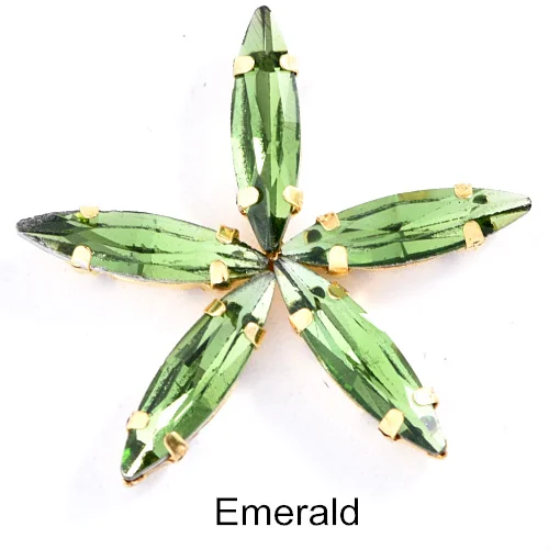 Emerald 50 шт 4x15 мм конский глаз Форма пришить стразы с коготь Кристалл Стекло Стразы с золотой коготь для Сделай Сам одежда B1194 - Цвет: Emerald