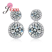 top quality fashion silver earrings for women aaa austrian crystal wedding engagement stud earrings bands jewelry gift