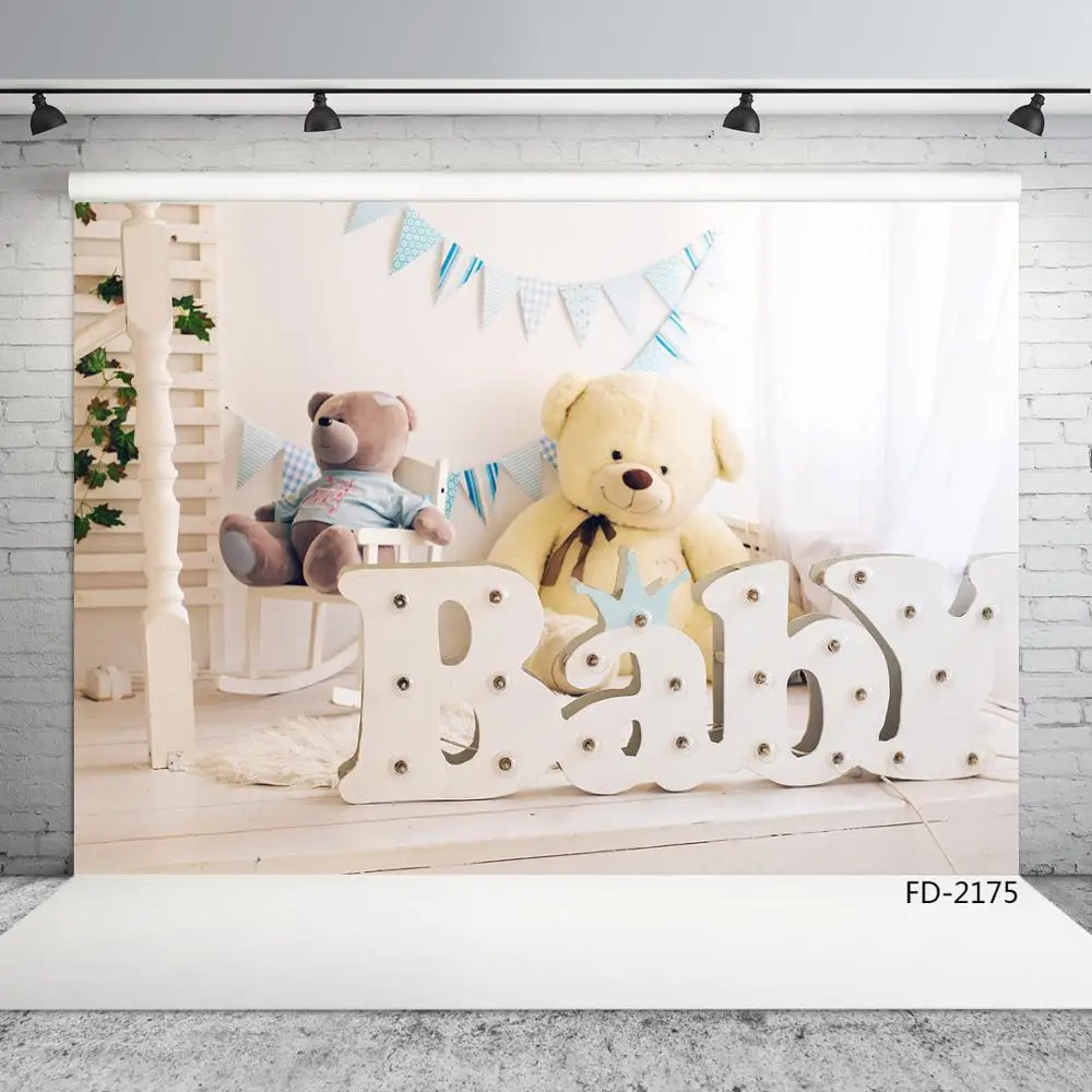 Баннер на день рождения для новорожденных с принтом Медведь фотографии фонов
