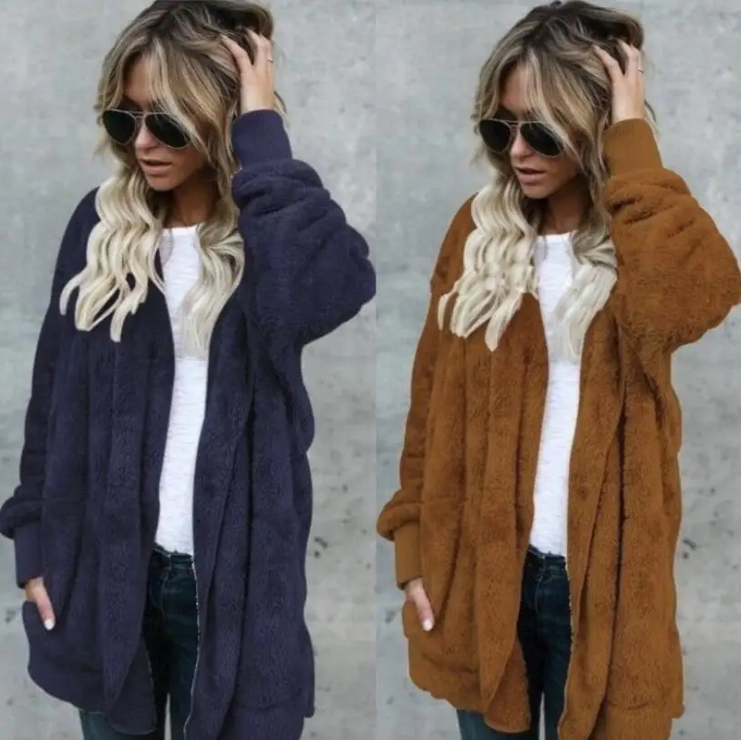 Женское длинное меховое пальто с капюшоном разноцветные Топы большого размера