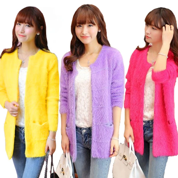 TX038Women Knitted Sweater Cardigan Long Pattern Outwear Lady Casual Loose Coat Tops |