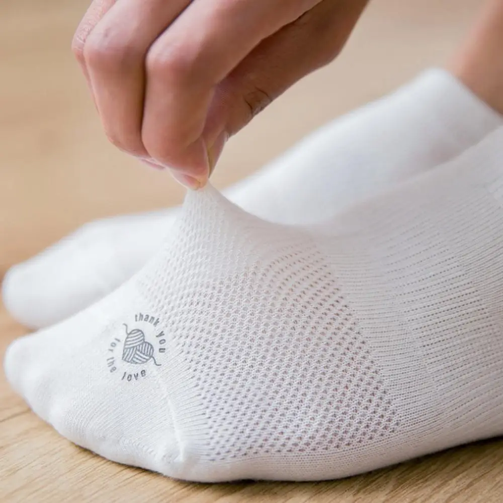 5 пар/лот мужские сетчатая лодка носки с модным принтом буквы для мужчин в черном