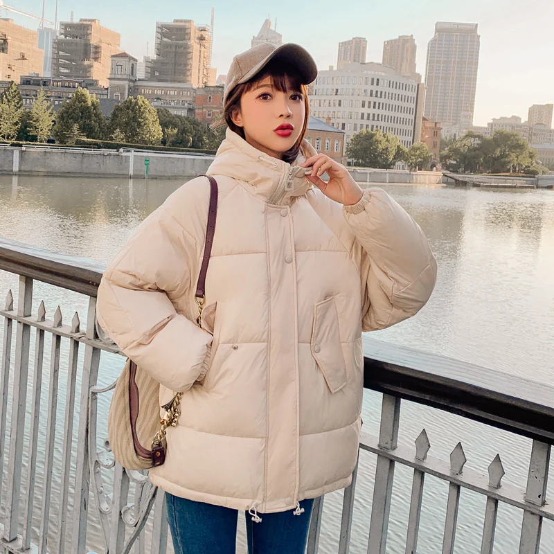 Parka Mujer 2019 Fall Winter Coat Loose Warm Cotton Padded Quilted Female Solid Color Snow Overcoat Parkas casaco feminino | Женская