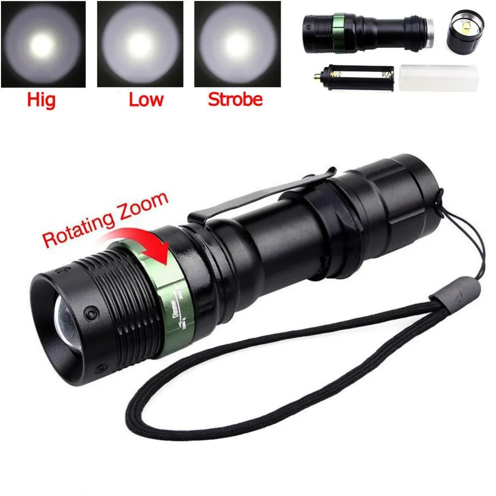 CASTNOO Q5 светодиодный фонарик для велосипеда тактический фонарь с зумом