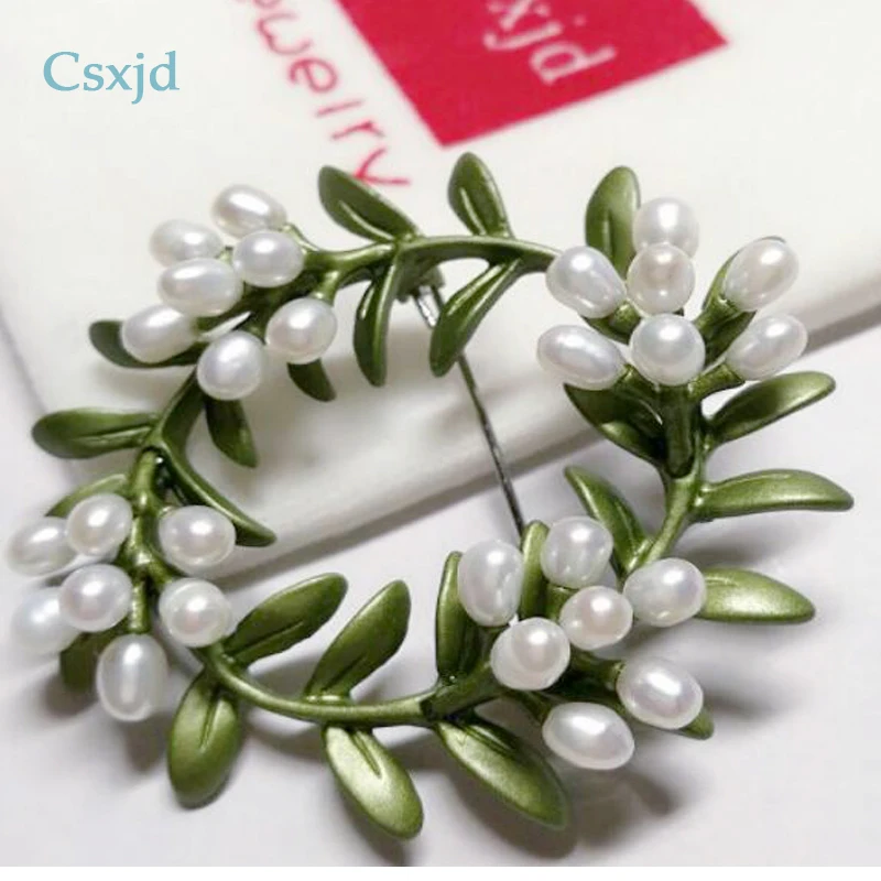 Женская Винтажная брошь в форме венка CSxjd из натурального пресноводного жемчуга