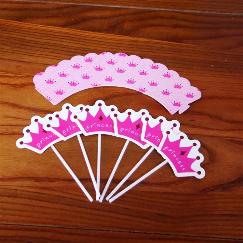 6-set Baby Happy Birthday Wedding Party Cupcake Topper &amp Wrapper Unicorn Crown Lips YXG07 | Дом и сад