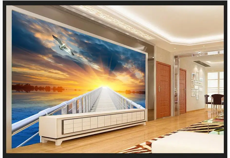 Custom 3d photo wallpaper for walls 3 d wall murals The sea sunset scenery background TV setting home decor | Обустройство дома