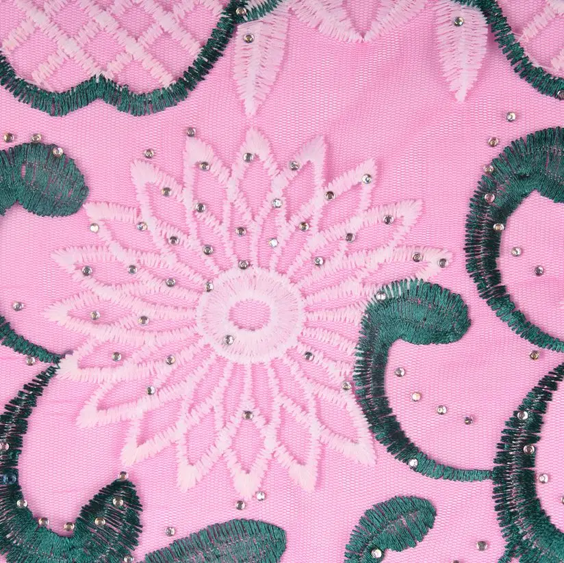 

Embroiderery Nigerian Laces Fabrics With Stones High Quality Tulle African Laces Fabric Wedding African French Tulle Lace 1596B