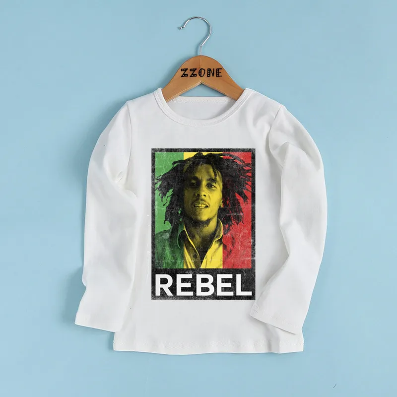 Футболка с принтом «Jamaica Singer Bob Marley Reggae Rastafari» для мальчиков и девочек детская футболка с длинными рукавами детская забавная одежда LKP5208