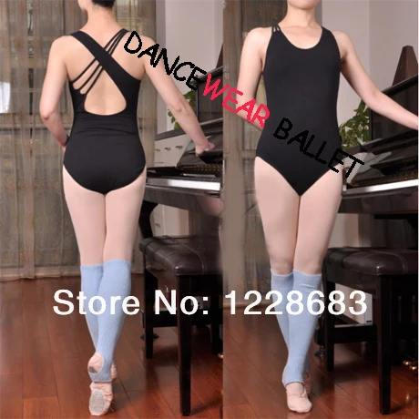 Новое черное ярко-розовое асимметричное неравное балетное трико для взрослых