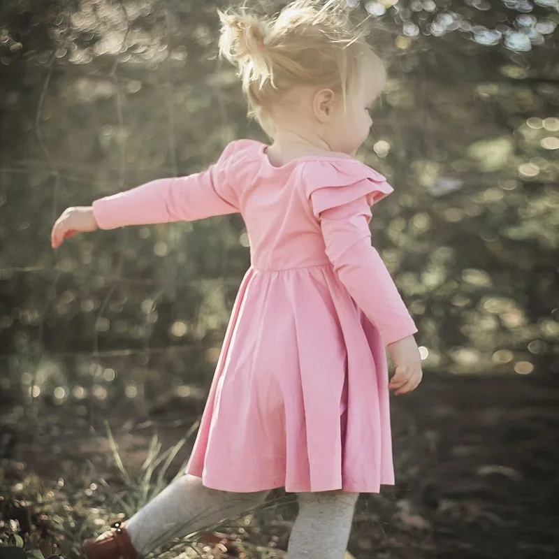 Зимнее платье для маленьких девочек Розовое Пышное Повседневное принцессы с