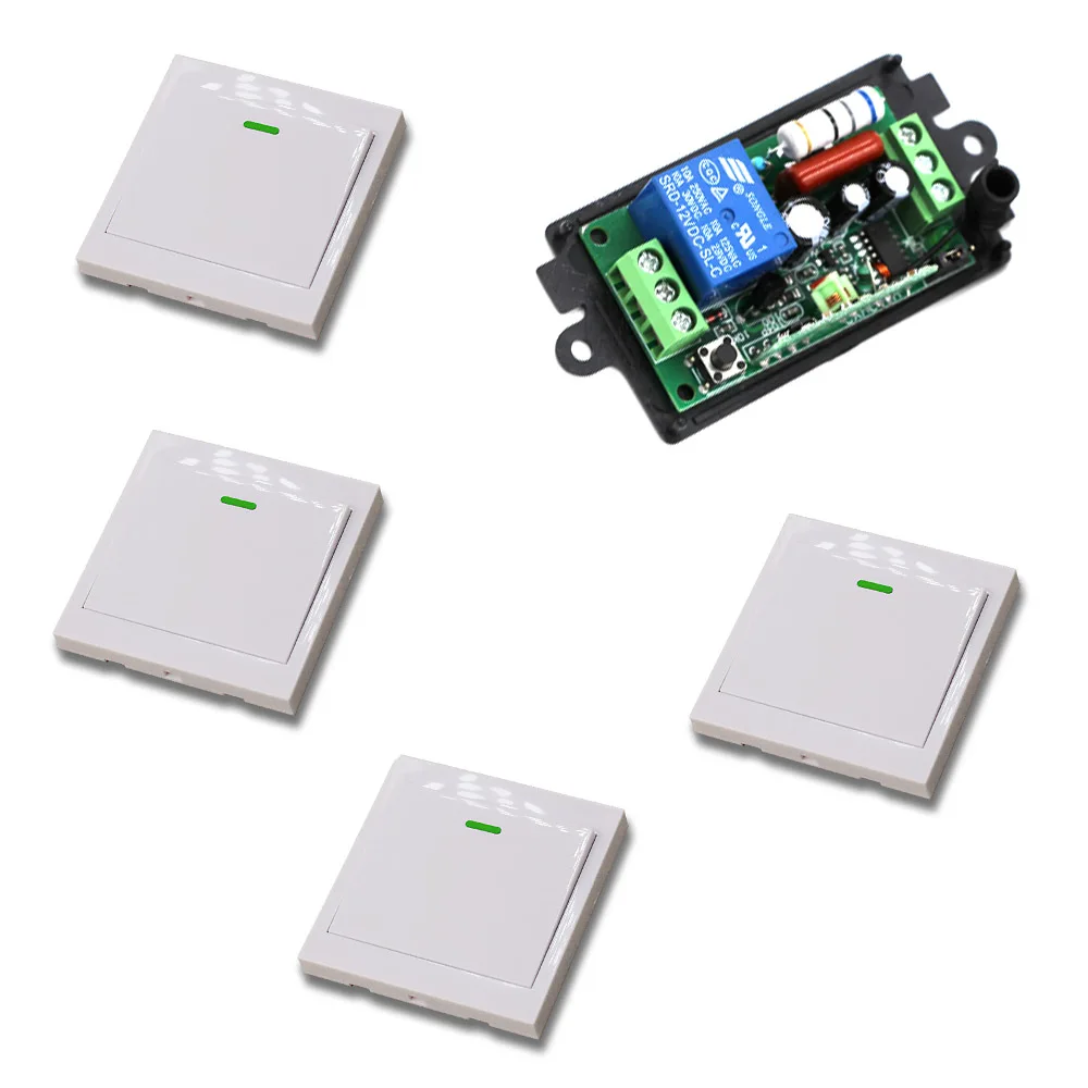 

RF Wireless Switch Remote Control Switch Radio Controller Light Switch 110V/220V 10A 1CH Receiver Wall Transmitter Learning Code