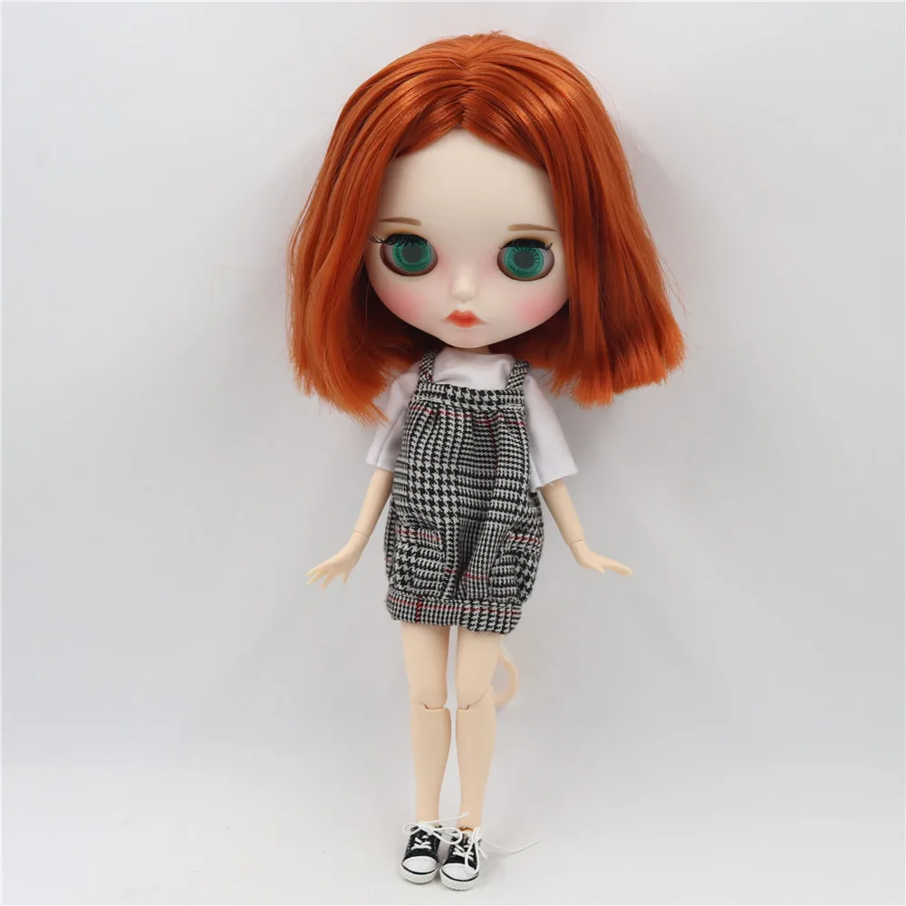 1/6 Blyth кукла белая кожа суставы тела красновато-каштановые волосы Новые матовые лицо с бровями блеск для губ. Нет. BL232