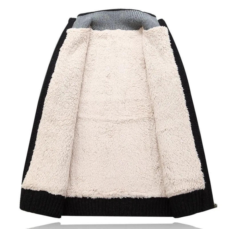 

Winter Classic Mens Cardigan Fleece Lining Thicken Warm Coat Stand Collar Casual Zipper Sueter Hombre Sweater Outerwear Coats