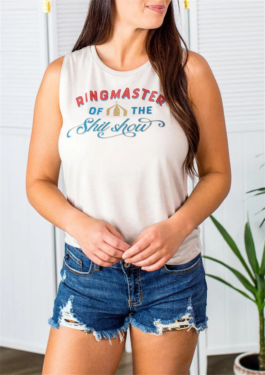 Summer Tank Fashion Letter Printed Tank Top Women New O-neck Sleeveless Tees Casual Tanks Summer Top camiseta tirantes muje