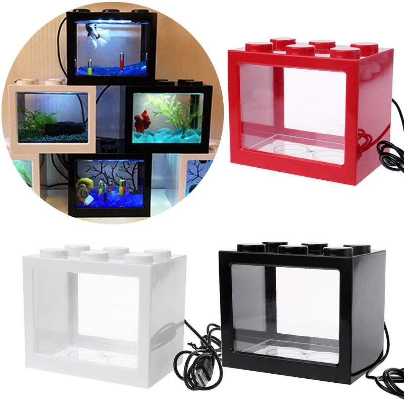 USB мини аквариума с светодиодный светильник Betta Fish боевые цилиндр дропшиппинг |