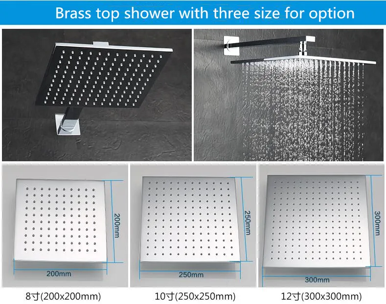 8&quot10&quot 12&quot Stainless steel Square rainfall shower in-wall mounted concealed set 6040 | Обустройство дома