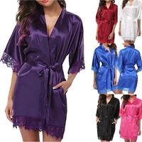 us womens robe silk satin robes wedding bridesmaid bride gown kimono solid robe