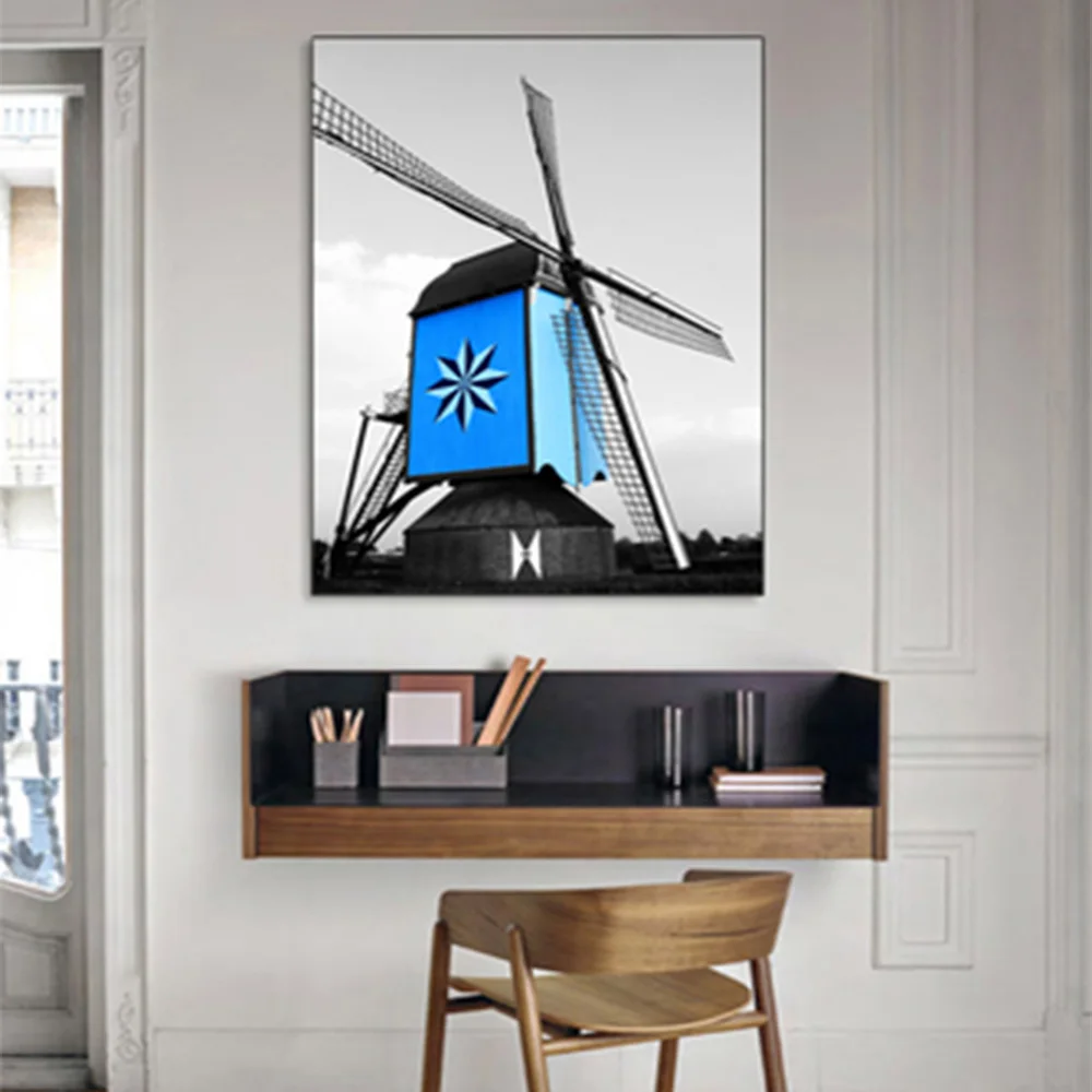 Плакаты и принты Blue Windmill для гостиной художественное украшение на холсте