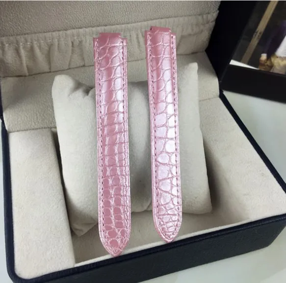 Pink 14 мм 16 мм 18 мм 20 мм коричневый белый ремешок из натуральной кожи аллигатора наручные часы ремешок для Cartier Ballon синий - Цвет ремешка: Pink