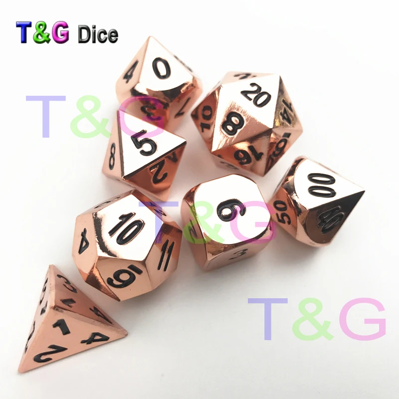 7 шт./компл. набор металлических игральных костей d4 d6 d8 d10 d % d12 d20 RPG игральные кости