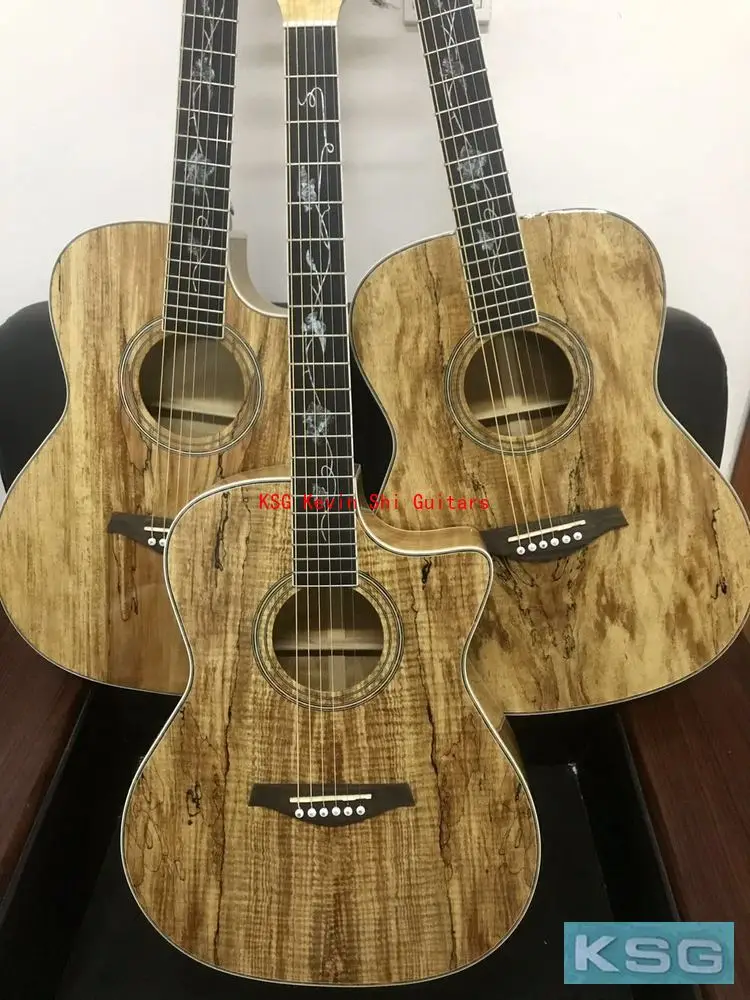 KSG spalted maple Акустическая гитара 4" koa like 6 струн цельная электрическая акустическая гитара ручной работы народная гитара